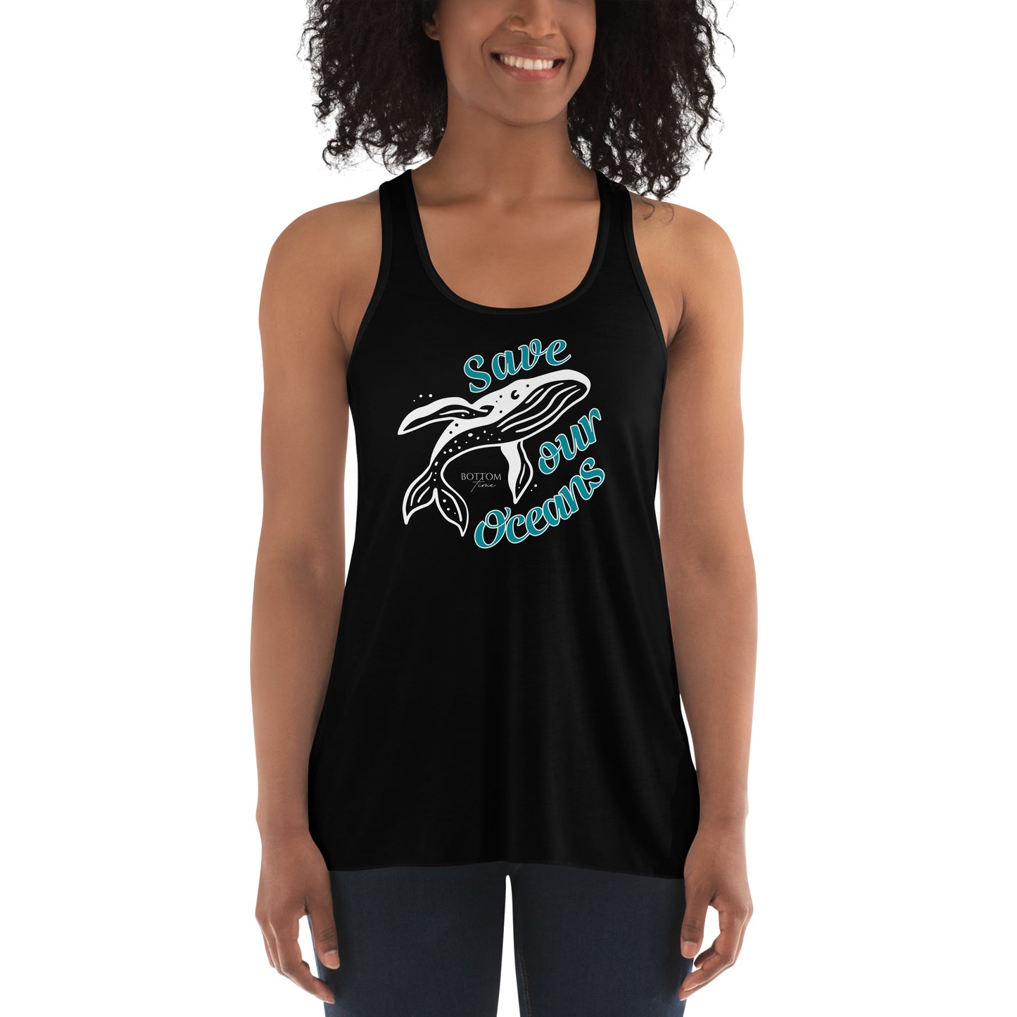 Bottom Time™ Eco-Friendly Ladies’  Flowy Racerback Tank, ProtectWomen's, Save the whales