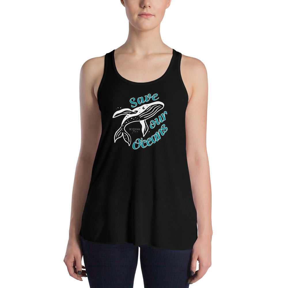 Bottom Time™ Eco-Friendly Ladies’  Flowy Racerback Tank, ProtectWomen's, Save the whales