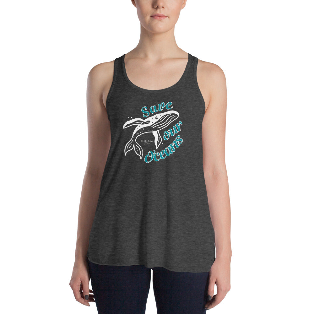 Bottom Time™ Eco-Friendly Ladies’  Flowy Racerback Tank, ProtectWomen's, Save the whales