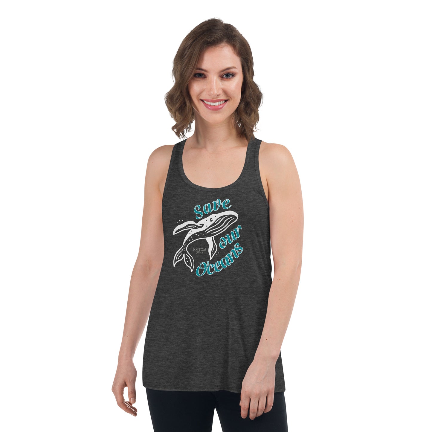 Bottom Time™ Eco-Friendly Ladies’  Flowy Racerback Tank, ProtectWomen's, Save the whales